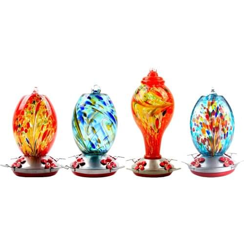 Hummingbird Feeder for Outdoor, Hand Blown Glass Hummingbird Feeders Premium Brand Humming Bird Feeder of Leakproof. Hook Rope