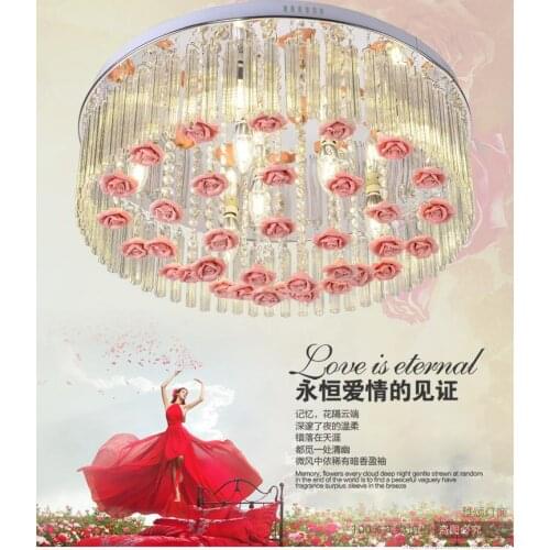 Circular atmosphere living room crystal lighting creative color change master bedroom ceiling lamp flower wedding room warm led