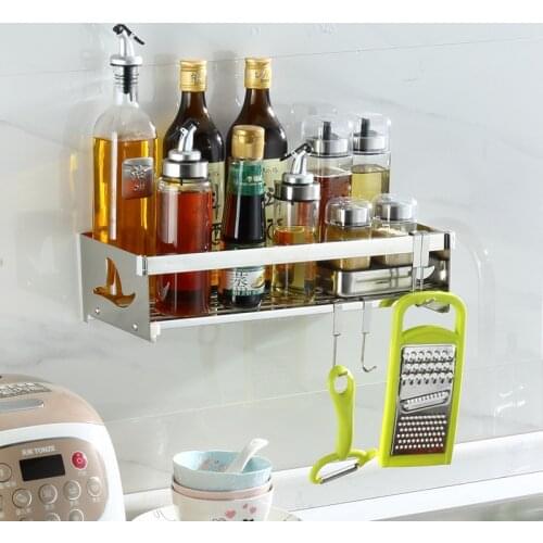 Stainless Steel Kitchen Shelf Wall Hanging Space-saving Wall Storage Shelf Bathroom Holders Kitchen Rack Multi Use Organizer