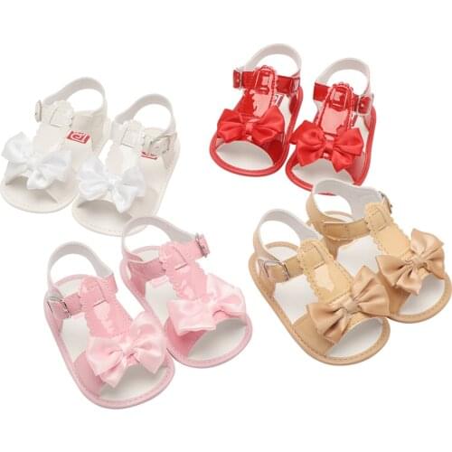 Summer Baby Girls Bow Sandals Soft Sole Non-Slip Open Toe Flat Shoes Infant First Walkers