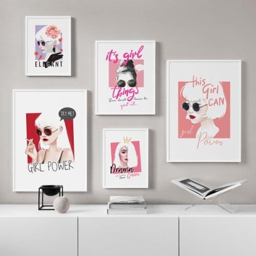 Fashion Girl Power Doodle Canvas Painting Posters Cool Girl Queen With Sunglasses Wall Art Pictures Living Aesthetic Home Decor