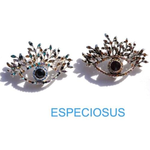 Fashion Jewelry Rhodium Color Turkish Rhinestone Brooch Evil Crystal Eye Ladies Ornaments Breast pin Accessory Overcoat Garments