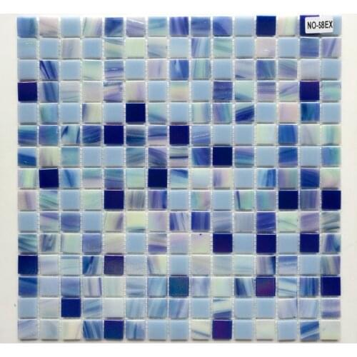 Sea blue gold line texture glass mosaic tile DIY wall background decoration