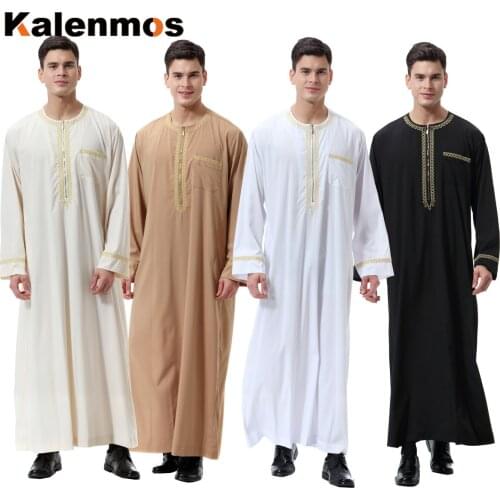 Islamic Clothing Muslim Dress Zipper Jubba Thobe Kaftan Kimono Long Robe Saudi Middle East Abaya Caftan Dubai Arab Men Clothing