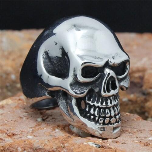 Real Cool Smart Skull Ring Polishing Fashion Ring 316L Stainless Steel Men Boys Biker Ring Party Cocktail Ring