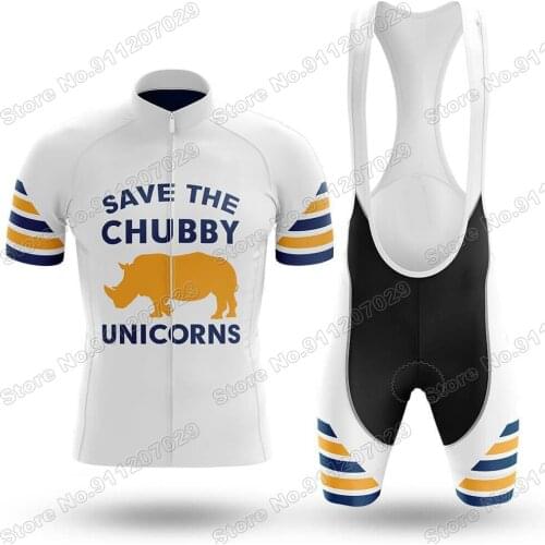2021 The Chubby Unicorn Mens Cycling Jersey Set Summer Clothing Road Bike Shirts Suit Bicycle Bib Shorts MTB Wear Maillot Ropa