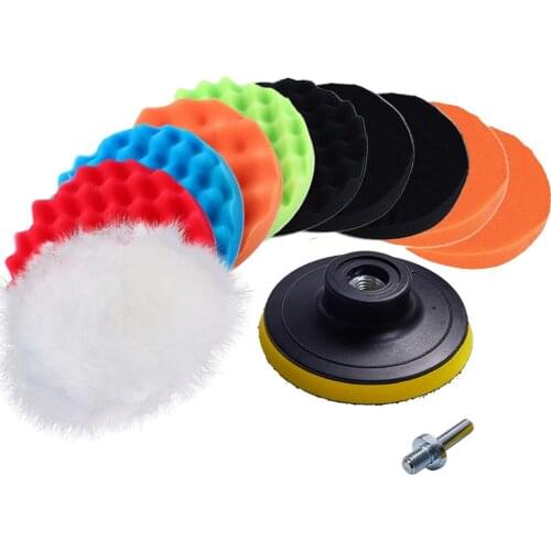 12Pcs Sponge Polish Pad Kit 100mm Car Polisher Pads Self-Adhesive Buffing Waxing Pad For Boat Polisher For Car Scratches Remove