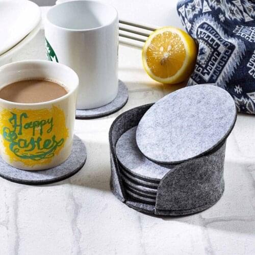 Set Of 10 Drink Coasters Cup Mat Cup Costers Tableware With Holder Gift Mats & Pads Modern Round, Square Black , Grey