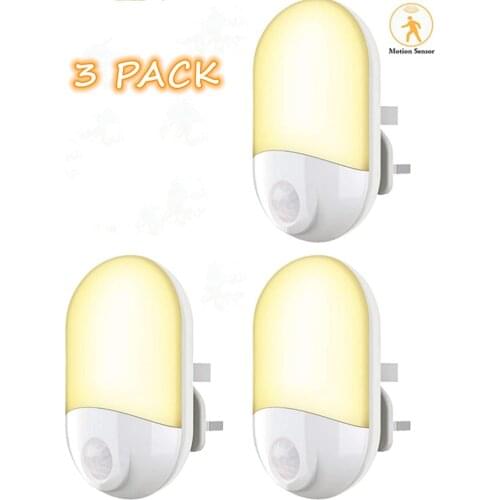 3 PACK LEDs Night Light Infrared Remote Control Body Motion Sensor Smar Home Night Lamp Auto On/Off 90-260V US EU Plug