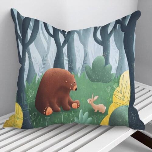 Bear and Bunny Throw Pillows Cushion Cover On Sofa Home Decor 45*45cm 40*40cm Gift Pillowcase Cojines Dropshipping