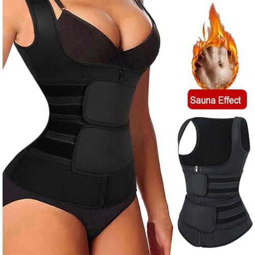 Neoprene Sauna Shapers Waist Trainer Corset Vest Sweat Slimming Belt for Women Weight Loss Compression Trimmers Workout Fitness
