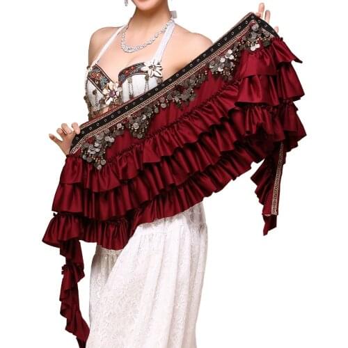 2018 New Tribal Bellydance Clothes Gypsy Costume Accessories Fringe Wrap Coins Belts Hip Scarf Belly Dance Coin Belt for lady