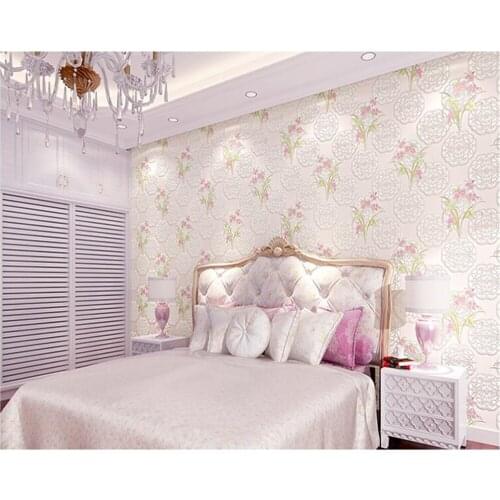 Beibehang American rural flower wallpaper European simple stereo 3D nonwoven warm bedroom TV background papier peint wall paper