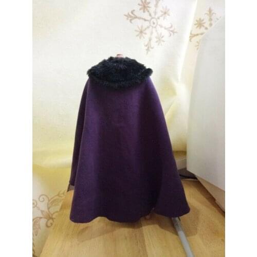 1:6 Scale Purple Cape cloak W Black fur collar For 12" Male&Female Body Doll Toy