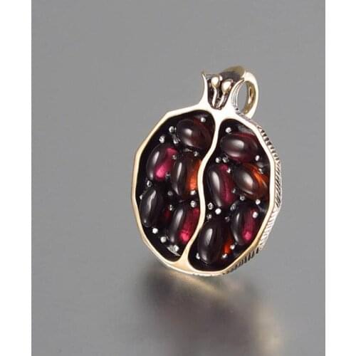 Fruit Pomegranate Necklaces Pendants Red Garnet Natural Stone Necklace Women Long Necklaces Jewelry Birthday Gifts