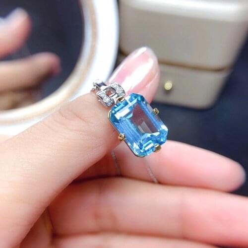 100% Natural and Real Topaz Pendant Necklace 925 sterling silver Pendant 10*14mm big stone