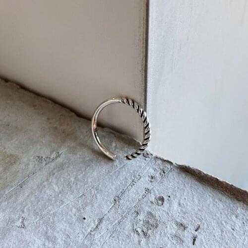 Simple twisted wire ring 925 sterling silver simple retro ring hipster jewelry fashion trend open ring