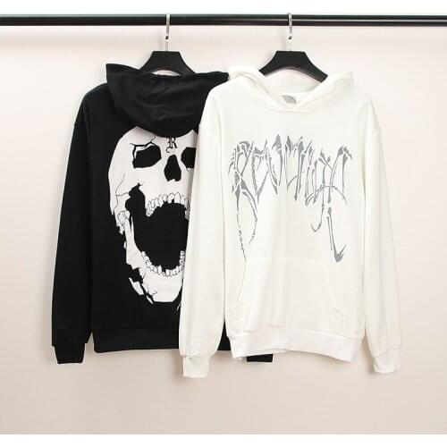 Kanye West Pullover Urban Black Skulls Hip Hop Urban Hip Hop Y2K Style Hoodies Streetwear Men