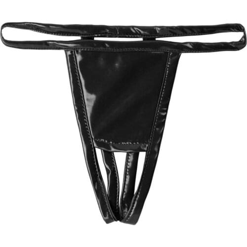 Open Crotch G-string Sexy Lingerie Erotic Panties Women Shiny Patent Leather Thongs Crotchless Briefs Underpants T-back Panties