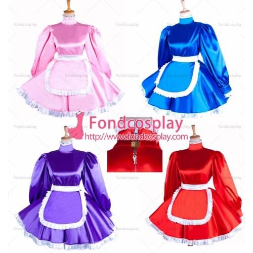 Lockable Sissy maid Satin dress Uniform cosplay costume Tailor-made[G1549]
