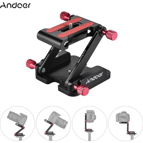 Andoer Aluminum Alloy Z Flex Tilt Tripod Head Folding Quick Release Plate Camera Ball Head for Canon Nikon Sony DSLR Stabilizer