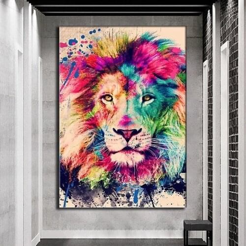 Modern Animal Lions High Definition Printing Colorful Posters Painting And Wall Art Pictures Home For Living Room The Decorative