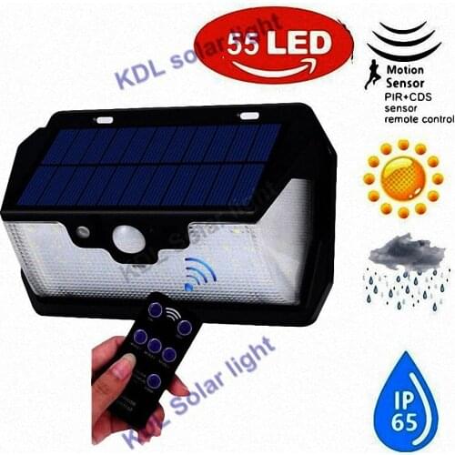 55 LED 900lm Solar Light remote control radar smart 3 side lighting 450Lumens 36 Li cam street wall lamp yard camp g