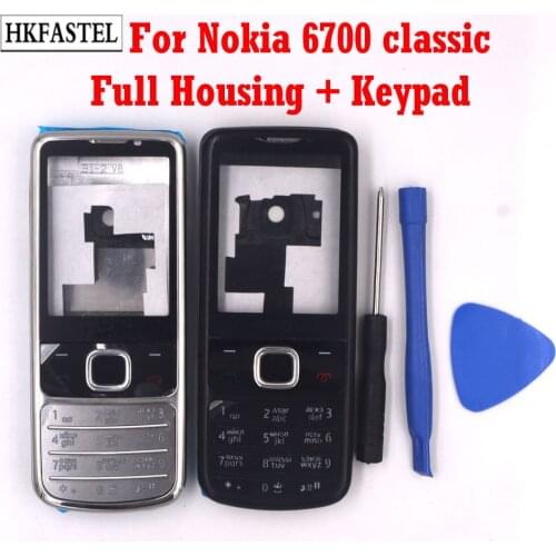 High Quality 6700c Cover For Nokia 6700 6700c 6700 classic Mobile Phone Housing With English Russian Keypad Silver Black + tools