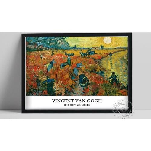 Vincent Van Gogh Museum Exhibition Poster, The Red Vineyard Oil Painting, Gogh Vintage Wall Art, Still Life Scenery Wall Decor