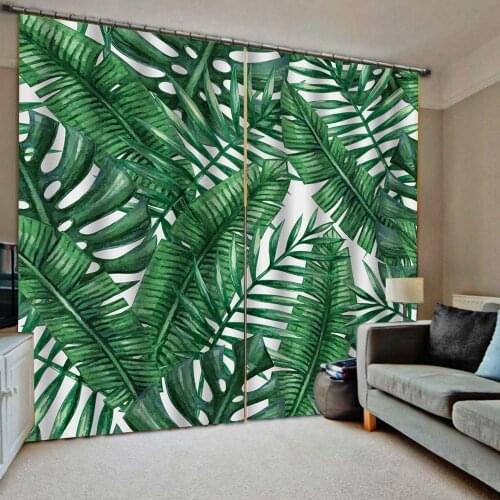 Custom Blackout 3D Curtains Green leaf Window Curtain Living Room Bedroom 3D Fashion Photo Drapes