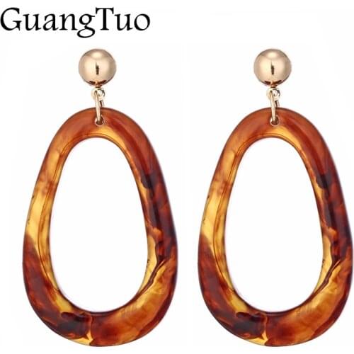 New 2021 Fashion Big Geometry Oval Acrylic Statement Water Drop Dangle Earrings for Women Jewelry Gift Accessories Ear