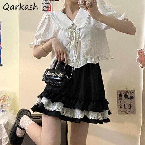 Women Sets Harajuku Kawaii Cropped Top Mini Pleated Skirt JK Students 2 Pieces Outfit Preppy Style Summer Female Vintage Lovely
