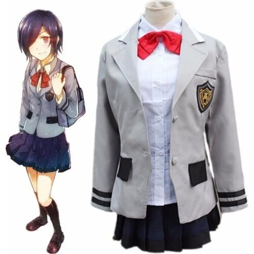 Tokyo Ghoul Touka Kirishima Cosplay Costume Girls Full Set Japanese School Uniform Women Halloween Dress Blazer+Skirt+Necktie