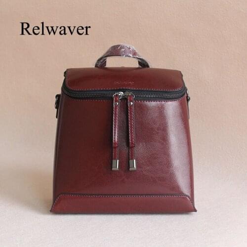 Cowhide women backpack chic box shape leather backpack vintage England style shoulder bag small fashion backpack