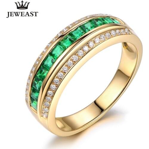 ML Natural Emerald 18K Pure Gold 2020 New Hot Selling Top Ring Women Heart Shape Ring For Ladies Woman Genuine Jewelry
