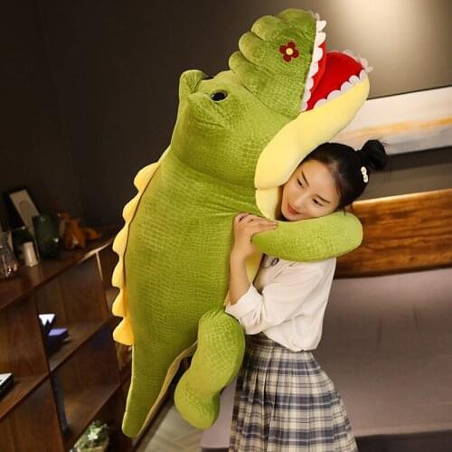 1pc 80-140CM Cute Fat Crocodile Plush Toys Cartoon Big Size Stuffed Soft Animal Crocodilian Pillow Birthday Gift for Boys