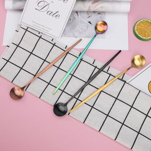 1 Pc Ice Spoon Stainless Steel Long Handle Spoon Household Tableware Ice Cream Dessert Spoon Kitchen Accessories Eco-Friendly