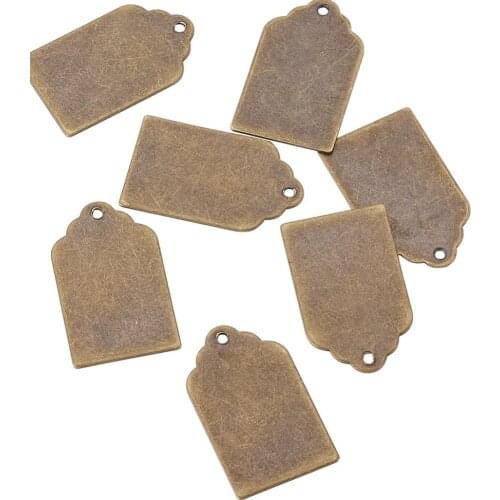 10pcs 21x12x0.3mm Antique Bronze Metal Tags for Jewelry Making DIY, Brass Blank Stamping Tag Pendants