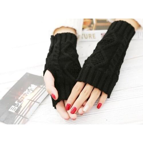 120pairs/lot winter warm diamond knitted half finger gloves twist knit glove