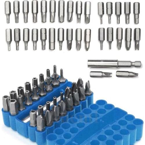 Security Bit 33Pcs Set Tamper Proof Torx Spanner Screwdriver Star Hex Holder Rod 896B
