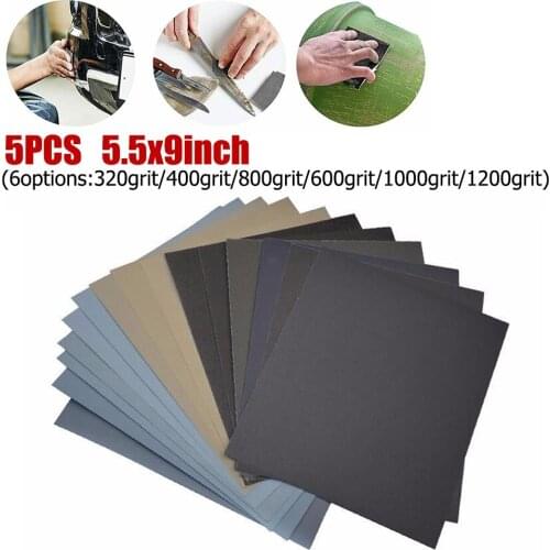 5 Pcs Sanding Sheets 5.5x9inch Wet/Dry Silicon Carbide Waterproof Sandpaper For Wood Metal Polishing Tools Accessories