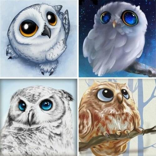 AZQSD Diamond Painting 5d Owl Animal Diamond Embroidery Mosaic Full Square /Round Drill Picture Of Rhinestones Home Decor