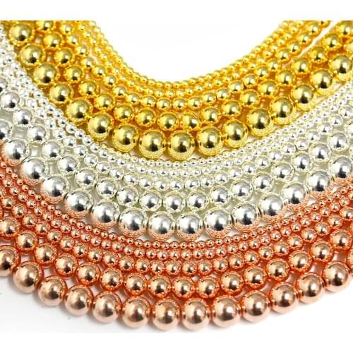 New 3/4/6/8/10mm AAA Natural Stone Beads Rose Gold Hematite Beads Round Loose Beads For DIY Bracelet Necklace Jewelry Making