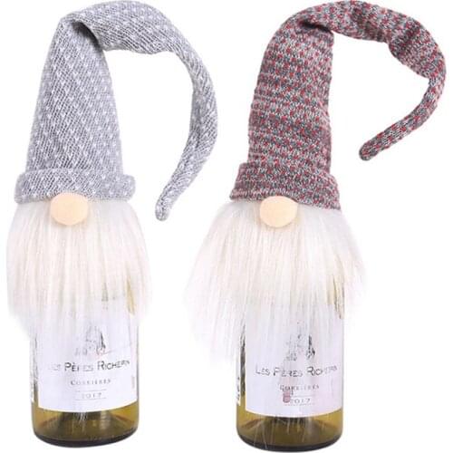 For 1 Pcs Christmas Decorations Nordic Santa Claus Red Wine Set Champagne Set Christmas Tree Decoration Scene Layout