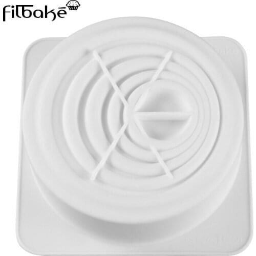 FILBAKE 3D DIY Round White Silicon Cake For Chocolate Cake Mold Mousse Circular Ripple Dessert Sandblasting Treatment Mould