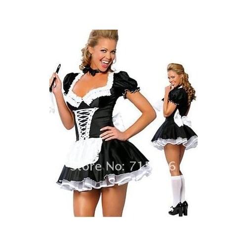 French Maid Costume Sexy Women Maid Cosplay Dress Exotic Servant Dress Plus Size Maid Costume
