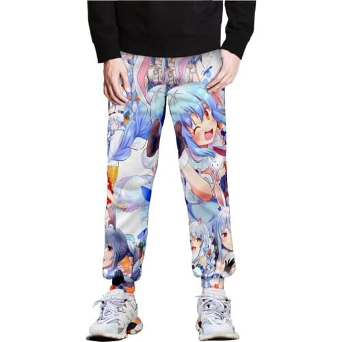 HOLOLIVE VTuber Usada Pekora 3D Men/Women Neutral StyleThreaded Bunched Trousers Youthful Kawaii Threaded Bunched Leg Pants