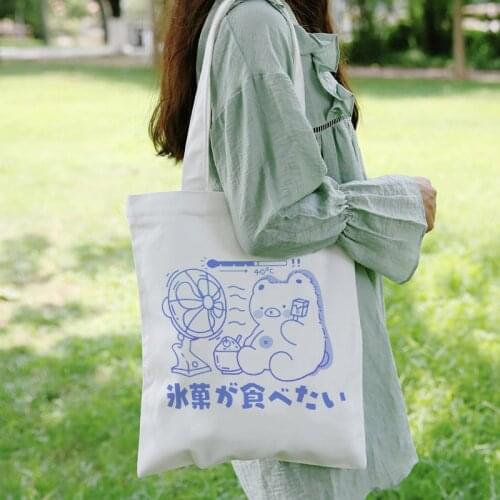 Anime canvas bag Y2K Japanese kawaii casual Harajuku Funny large capacity Ulzzang shopper bag ins cartoon women shoulder bags