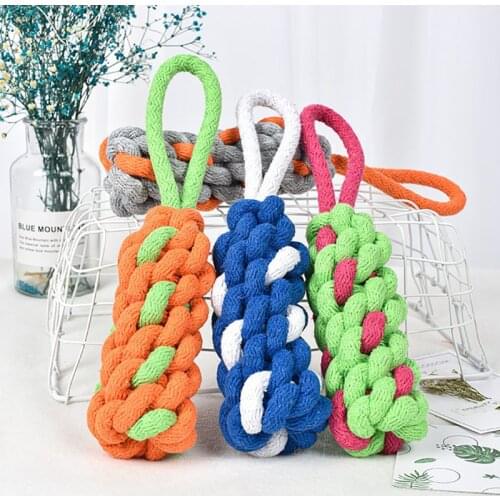 Pet Molar Toy Teeth Bite-Resistant Cotton Rope Toys For Dog Pet Interactive Tug Toy With Handle Training Supplies Jouet Chien