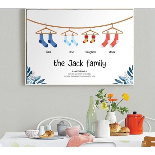 Modern Personalised Family Name Poster Custom Print Gift Canvas Painting Nordic Wall Art Sock Picture for Living Room Home Decor